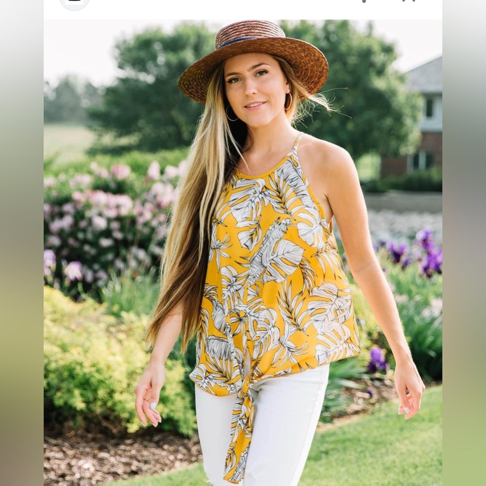 Willow Yellow and White Leaf Pattern Top